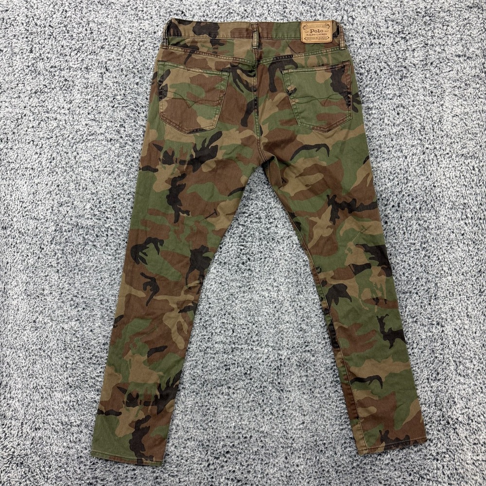 Polo Ralph Lauren Jeans Mens 33x32 Green Camo Denim Sullivan Slim Big Pony
